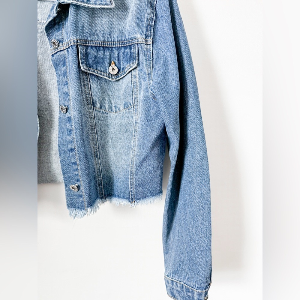 SOLD Love Tree Cropped Denim Jacket - Picture 5 of 6